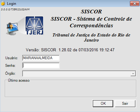 2. Acesso Para acessar o SISCOR clique 02 (duas) vezes no ícone do sistema. Figura 1 Ícone do sistema.