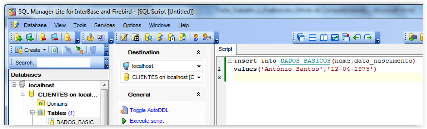 - Adição de Registos numa Tabela A instrução SQL para inserir um registo é iniciada com a palavra-chave INSERT INTO.