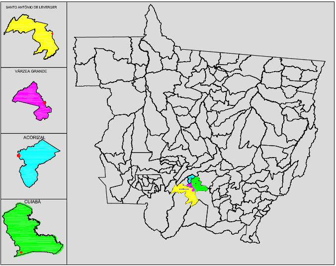 APÊNDICE B Mapa indicativo das regiões (municípios) de coleta de