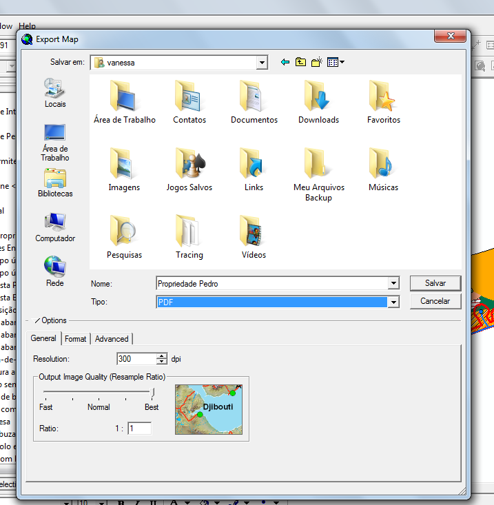 Clicar em Export Map... Escolher o nome Escolher tipo PDF 6.