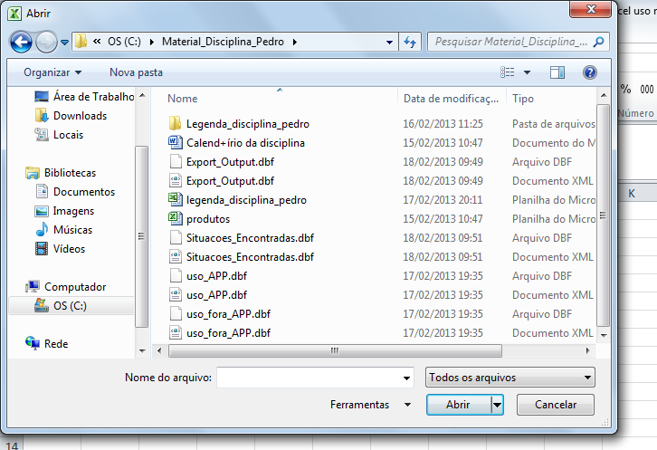 - Fazer isso para os arquivos uso_app recuperacao, uso_app sem recuperacao e uso_fora_app também. 10. Para abrir as tabelas no Excel: - Abrir o programa Excel, ir em Arquivo Abrir.