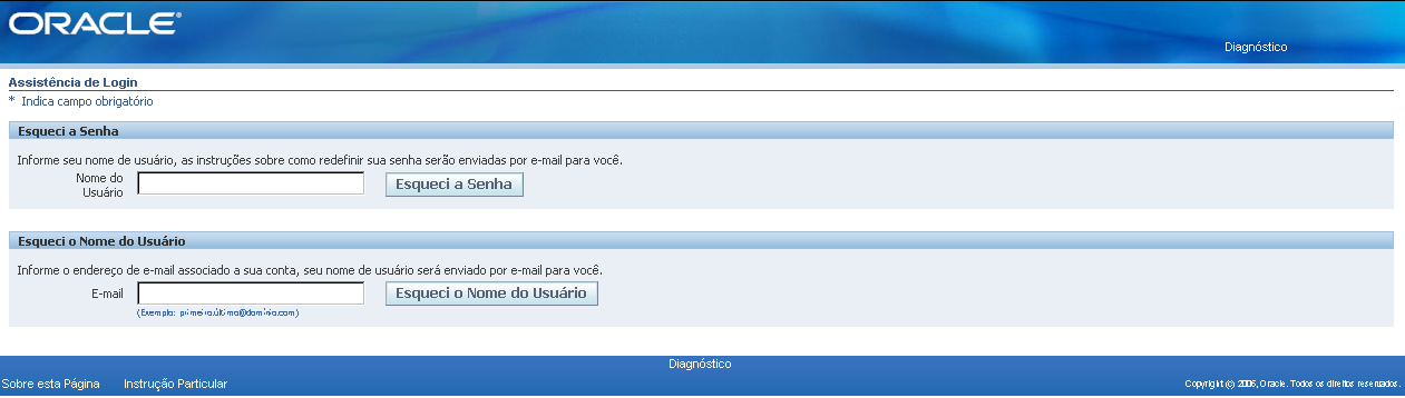 37 2.3.2. Como resultado será gerado a tela Assistente de Login para solicitação de novo Usuário/Senha. 2.3.3. Em caso de esquecimento de Senha, digitar o Usuário que utiliza para acessar o sistema, e clicar em Esqueci a Senha.