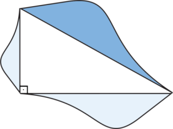 respectivamente, sobre a hipotenusa e os catetos do triângulo ABC, para as quais, seja válida a relação (F) = (G) + (H), vide Figura 40, a seguir.