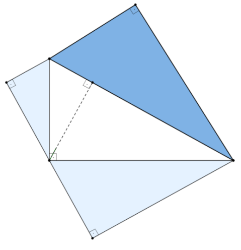2ª Etapa: Devemos mostrar que é possível construir 3 figuras semelhantes, F, G e H, sobre os lados do triângulo retângulo ABC que, de acordo com a hipótese, satisfazem a relação entre áreas.