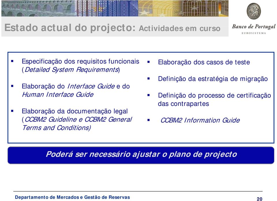 Guideline e CCBM2 General Terms and Conditions) o Elaboração dos casos de teste Definição da estratégia de migração