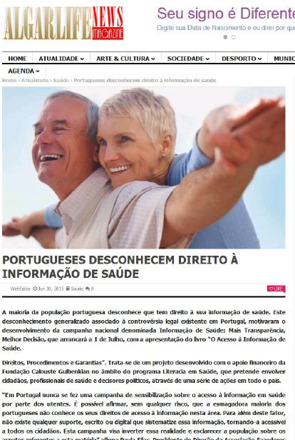 COBERTURA MEDIÁTICA Internet ALERT AlgarLife Destak Diário da Saúde Diário de Notícias da Madeira Diário Digital ipress Journal Just