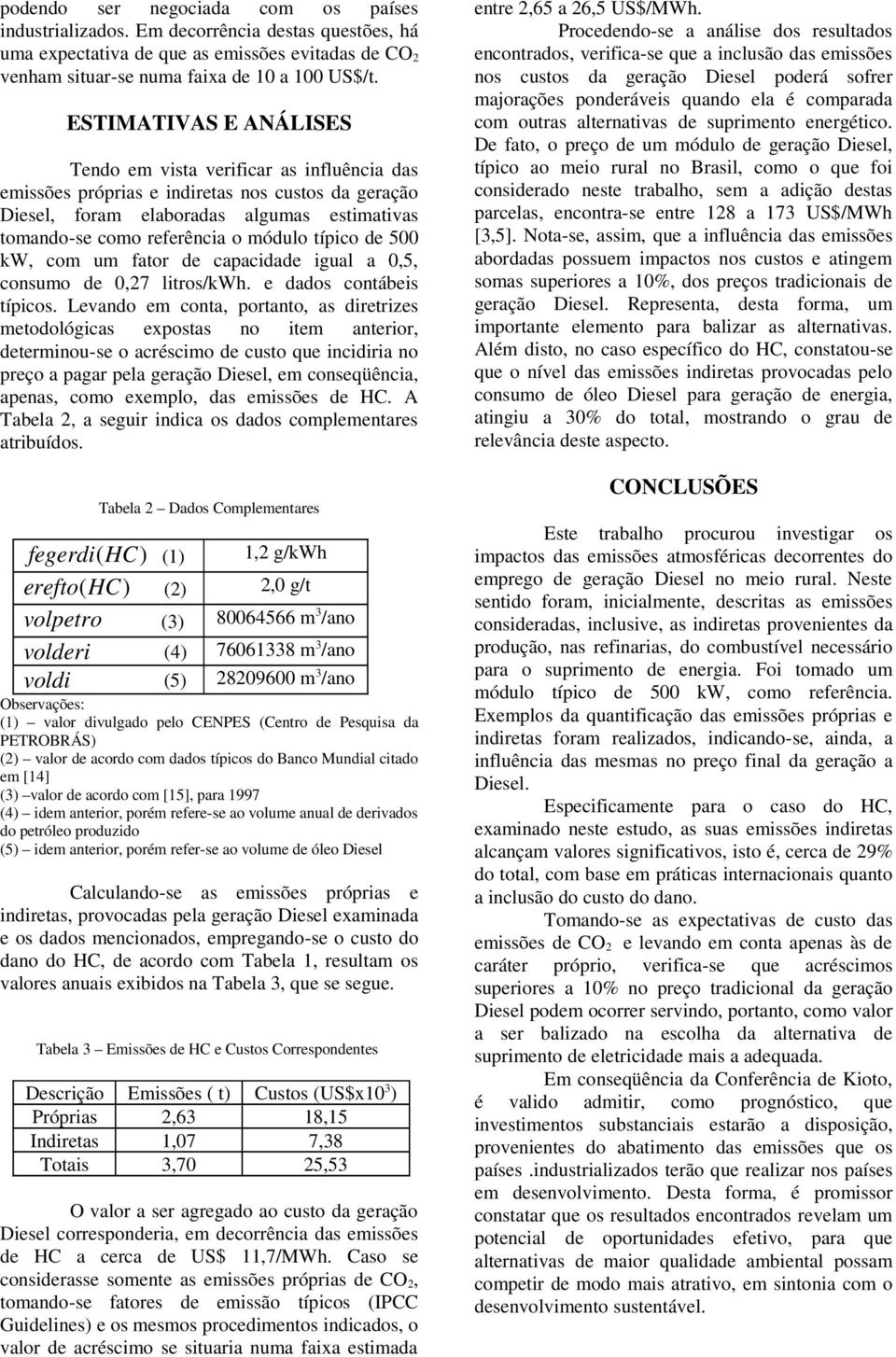 típico de 500 kw, com um fator de capacidade igual a 0,5, consumo de 0,27 litros/kwh. e dados contábeis típicos.