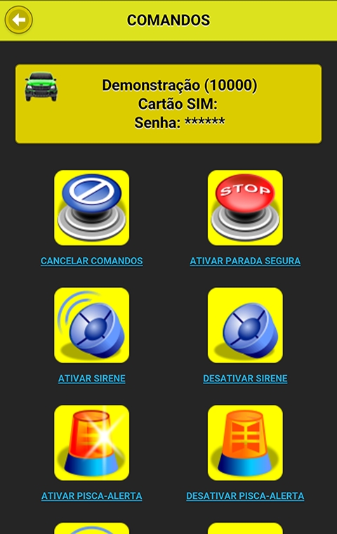 Figura 8 Menu Tela de Comandos Na tela de comandos do aplicativo do aplicativo Easy TM (Fig.