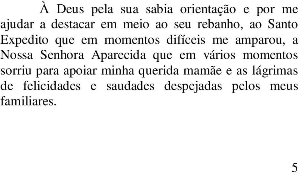 Senhora Aparecida que em vários momentos sorriu para apoiar minha querida