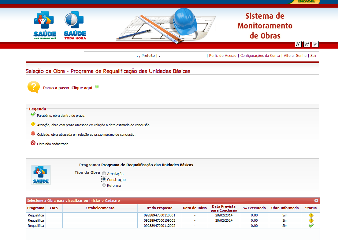 11º PASSO - SELECIONAR A OBRA