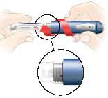 Coloque o suporte do refil Inspecione a insulina Apenas para insulina turva Empurre ao mesmo tempo o suporte do refil e o corpo da caneta um contra o outro.