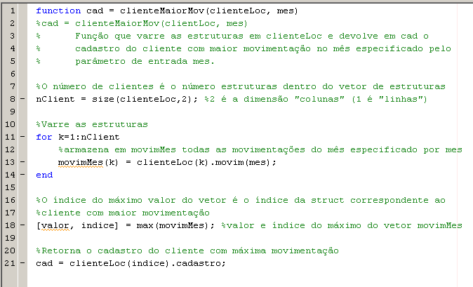 Tipo de dado struct (estrutura) Exemplo: uma função que recebe um mês como parâmetro de entrada, varre as estruturas do vetor e devolve o cadastro do usuário