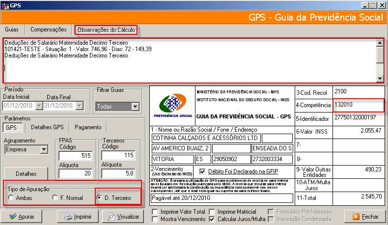 GPS COM A DEDUÇÃO DO