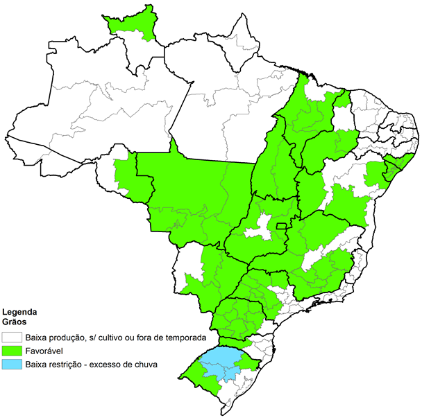 1. Resumo executivo A produção da safra 2014/15 está estimada em 206,34 milhões de toneladas, numa área de 57,52 milhões de hectares.