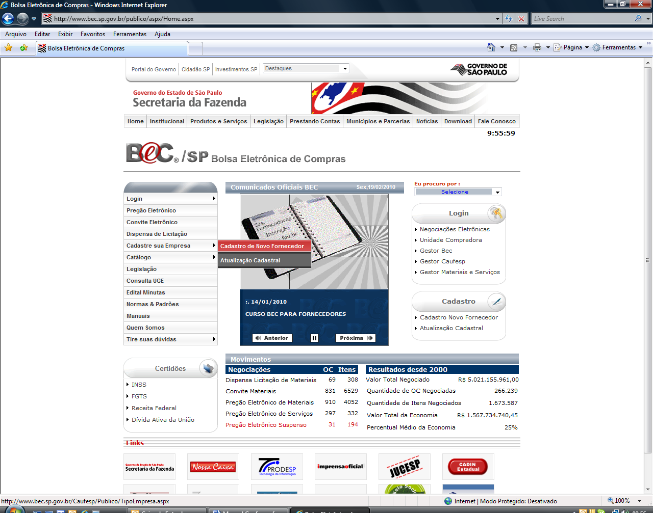 4.3 ATUALIZAÇÃO CADASTRAL RC e RCS Para atualizar qualquer dado cadastral no Registro Cadastral - RC ou no Registro Cadastral Simplificado RCS, o fornecedor cadastrado no Caufesp deverá proceder da