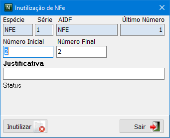 Manual de Procedimentos - StocNFE 84 INUTILIZAR SEQUÊNCIA A função de inutilização de sequência funciona no sentido de fazer inutilização de sequências de notas fiscais ainda não utilizadas