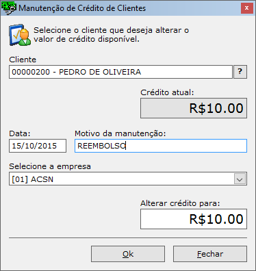 conteúdo informado (para campos de código a pesquisa será feita para conteúdo idêntico. Para outros campos, a pesquisa irá considerar os registros que comecem com o conteúdo informado) 8.