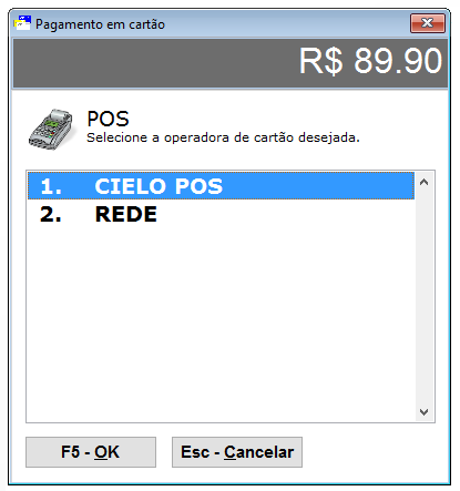 11. Selecione a opção 2. POS 12.