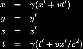 As transformações de Lorentz v z y y' O O' z' d' x' E A x x' Para obter a transformação em tempo t, consideramos o transformação contrária em x.