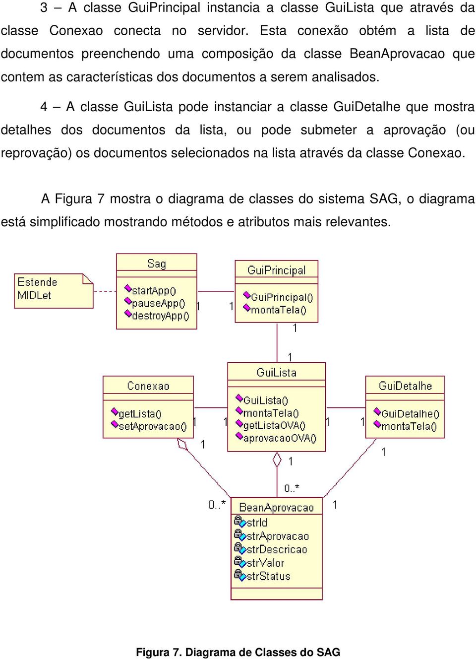 4 A classe GuiLista pode instanciar a classe GuiDetalhe que mostra detalhes dos documentos da lista, ou pode submeter a aprovação (ou reprovação) os documentos