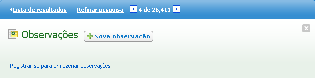 Ferramentas A ferramenta Criar observação permite criar observações que ficam