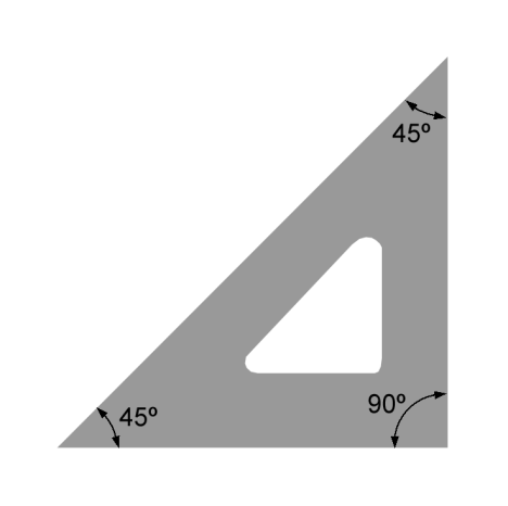 Esquadro O esquadro é um instrumento que tem a forma do triângulo retângulo e é usado para traçar linhas retas verticais e inclinadas. Os esquadros podem ser de 45º e de 60º.