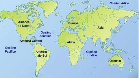 LOCALIZAÇÃO DOS CONTINENTES Circo Polar Ártico Trópico de Câncer Linha do Equador Zona Intertropical da Terra Trópico de Capricórnio Meridiano de Greenwich O Brasil se localiza totalmente na parte