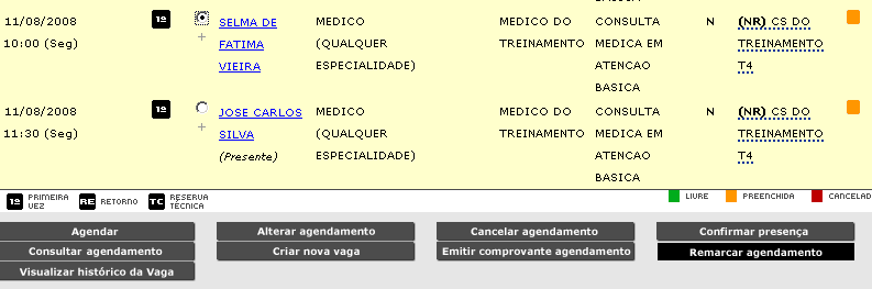 Lembrete: Não podemos cancelar um agendamento com o paciente informado como Presente ou agendamento sem paciente relacionado..8.