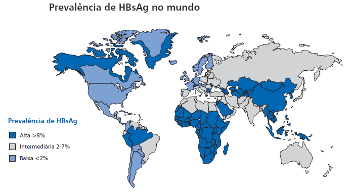 PREVALÊNCIA HBV SVS/MS-2008 350 milhões de infectados crônicos no