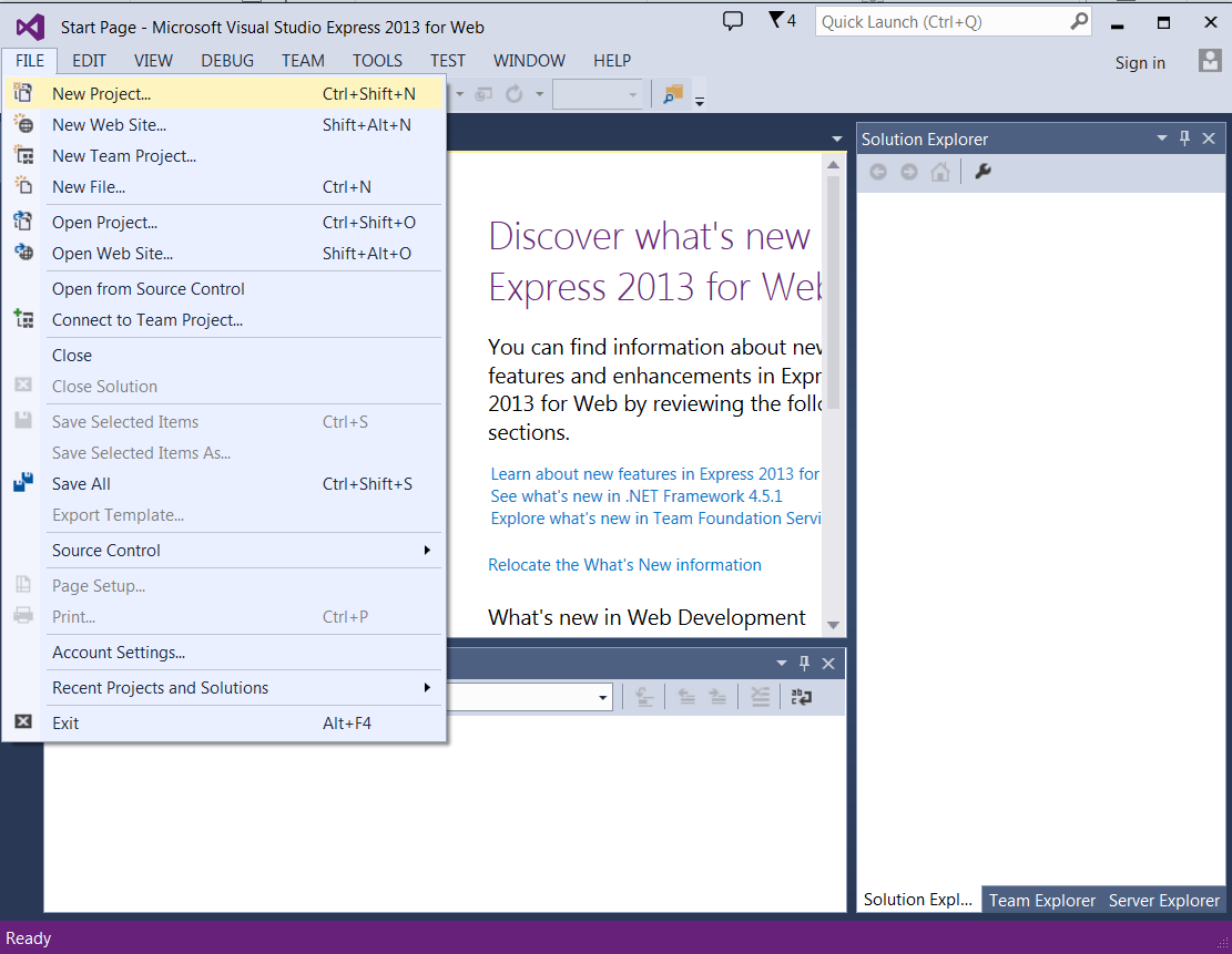 Hello World Abra o Visual Studio Express