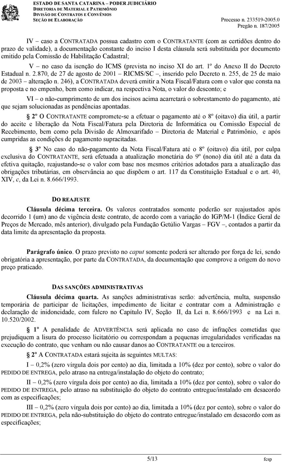 255, de 25 de maio de 2003 alteração n.