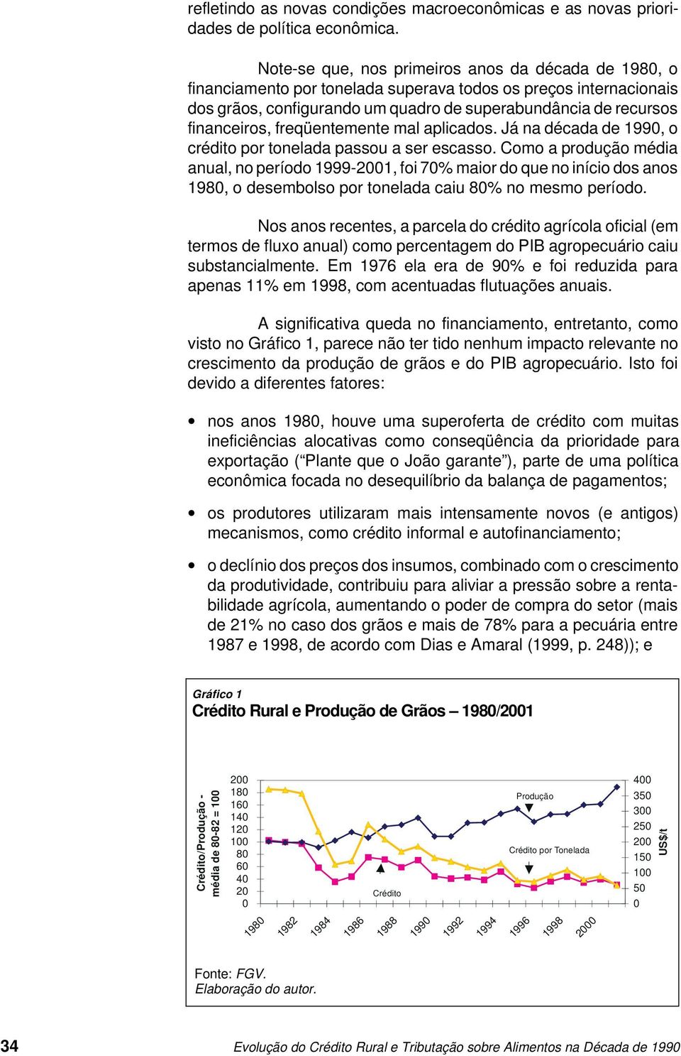 freqüentemente mal aplicados. Já na década de 1990, o crédito por tonelada passou a ser escasso.