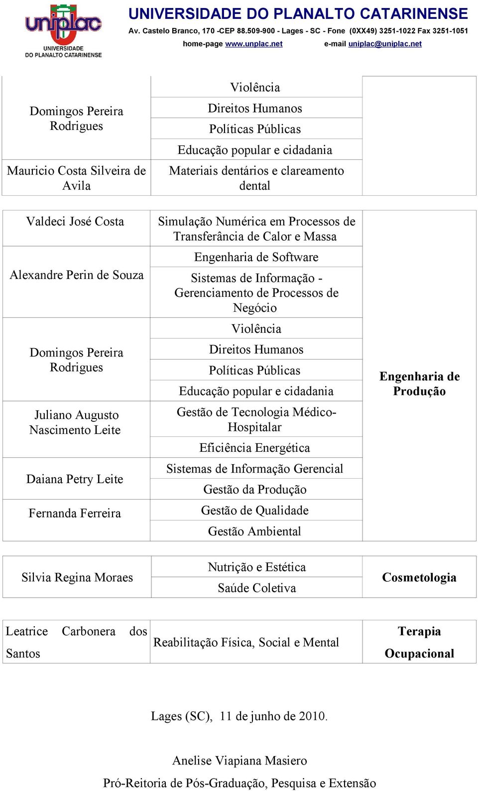 Software - Gerenciamento de Processos de Negócio Violência Direitos Humanos Políticas Públicas popular e cidadania Gestão de Tecnologia Médico- Hospitalar Eficiência Energética Gerencial Gestão da