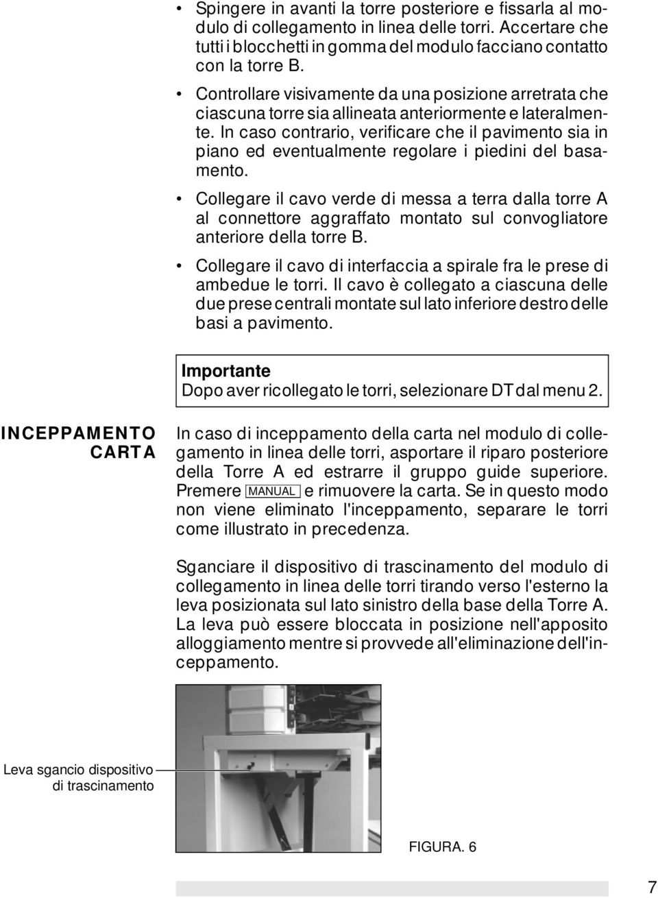 In caso contrario, verificare che il pavimento sia in piano ed eventualmente regolare i piedini del basamento.