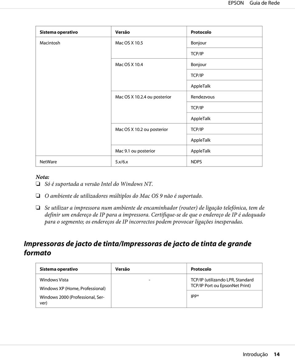 Se utilizar a impressora num ambiente de encaminhador (router) de ligação telefónica, tem de definir um endereço de IP para a impressora.