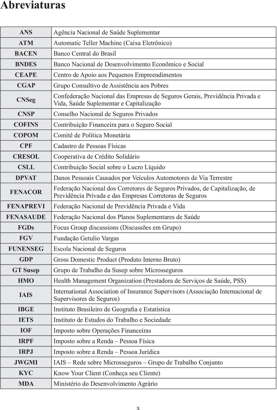 Empreendimentos Grupo Consultivo de Assistência aos Pobres Confederação Nacional das Empresas de Seguros Gerais, Previdência Privada e Vida, Saúde Suplementar e Capitalização Conselho Nacional de