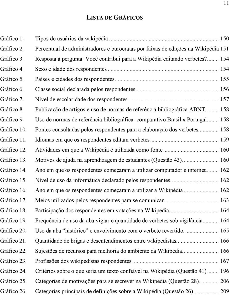 Classe social declarada pelos respondentes.... 156 Gráfico 7. Nível de escolaridade dos respondentes.... 157 Gráfico 8. Publicação de artigos e uso de normas de referência bibliográfica ABNT.