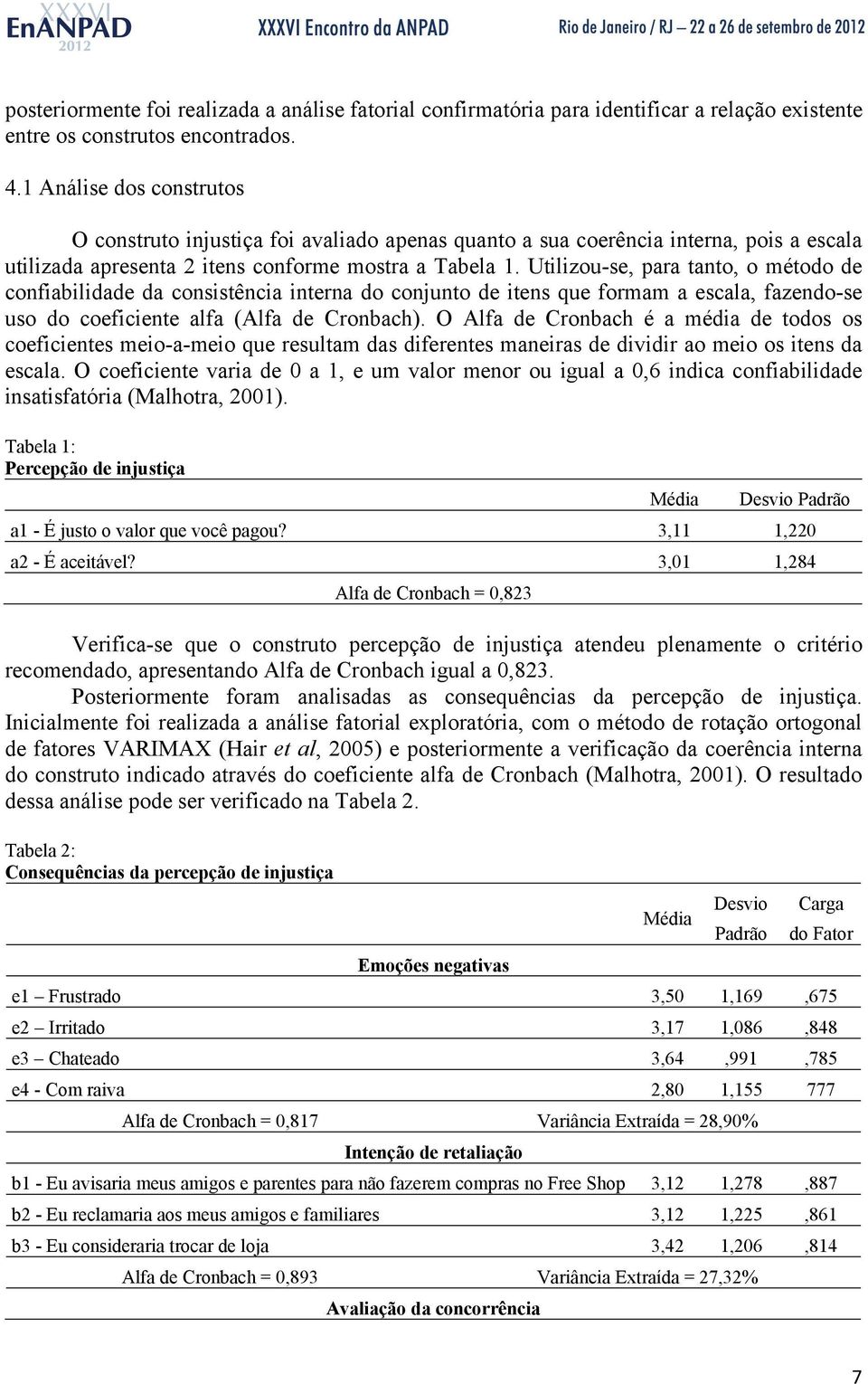 Utilizou-se, para tanto, o método de confiabilidade da consistência interna do conjunto de itens que formam a escala, fazendo-se uso do coeficiente alfa (Alfa de Cronbach).