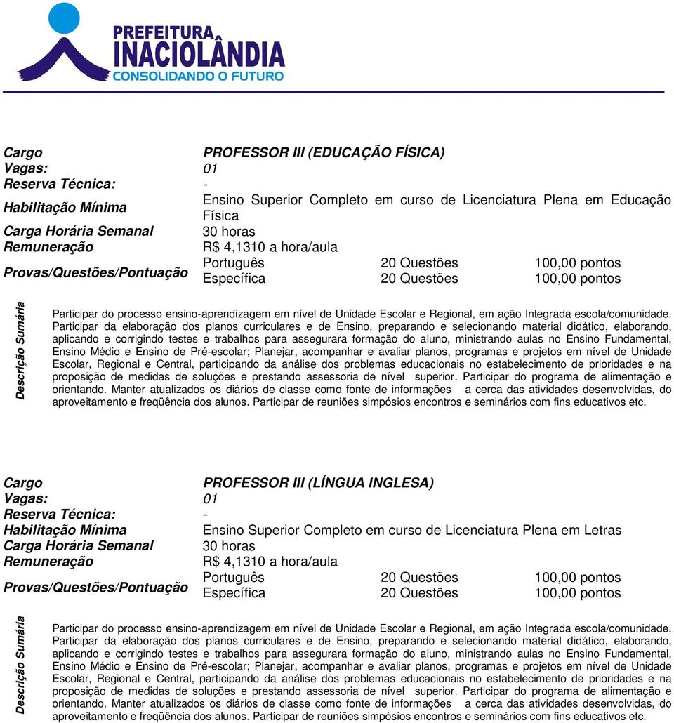 Participar da elaboração dos planos curriculares e de Ensino, preparando e selecionando material didático, elaborando, aplicando e corrigindo testes e trabalhos para assegurara formação do aluno,