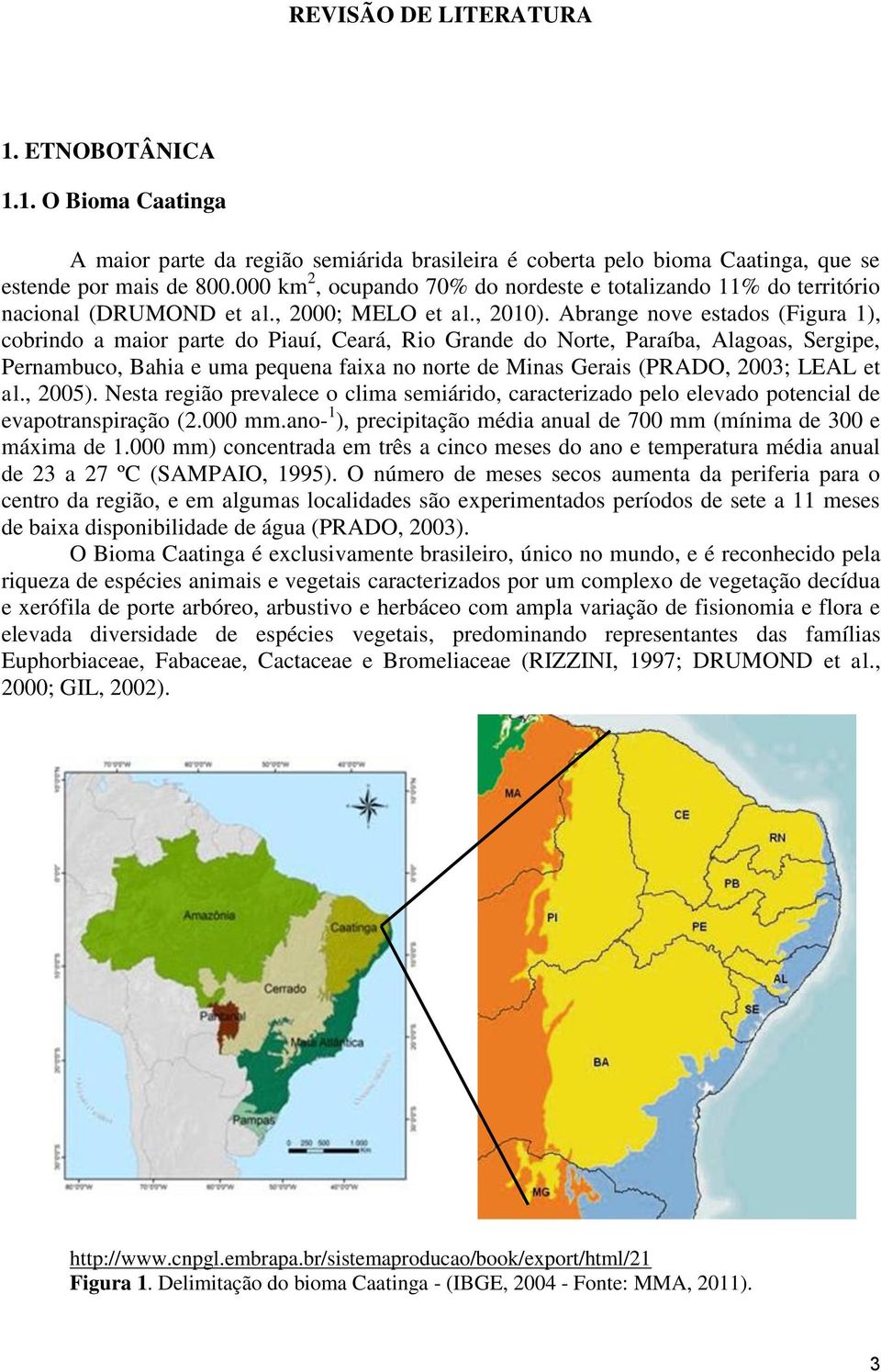 Abrange nove estados (Figura 1), cobrindo a maior parte do Piauí, Ceará, Rio Grande do Norte, Paraíba, Alagoas, Sergipe, Pernambuco, Bahia e uma pequena faixa no norte de Minas Gerais (PRADO, 2003;