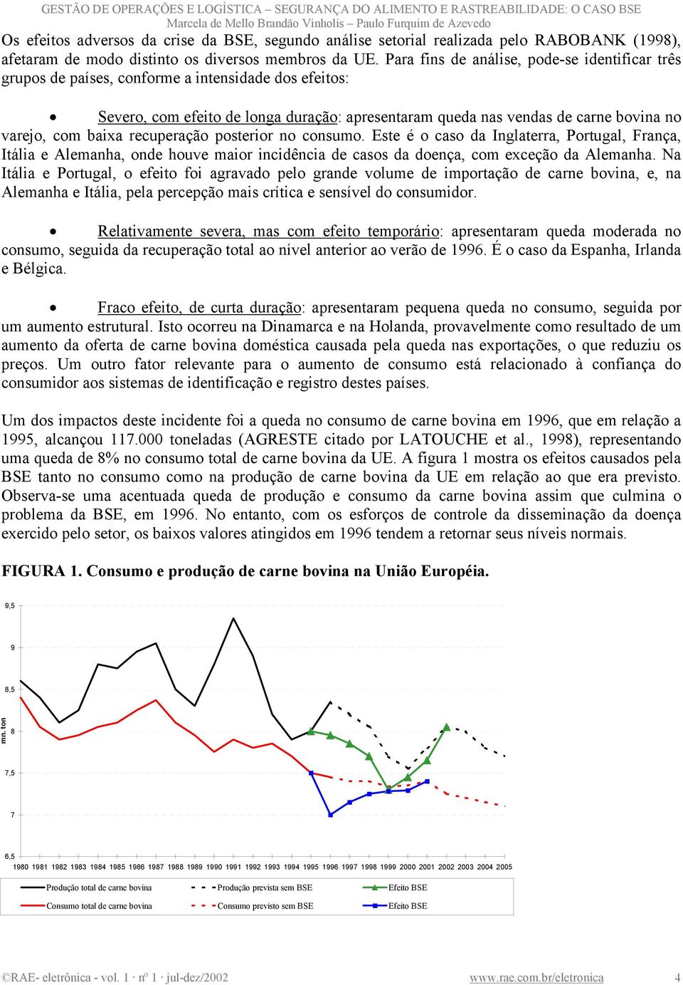 baixa recuperação posterior no consumo. Este é o caso da Inglaterra, Portugal, França, Itália e Alemanha, onde houve maior incidência de casos da doença, com exceção da Alemanha.