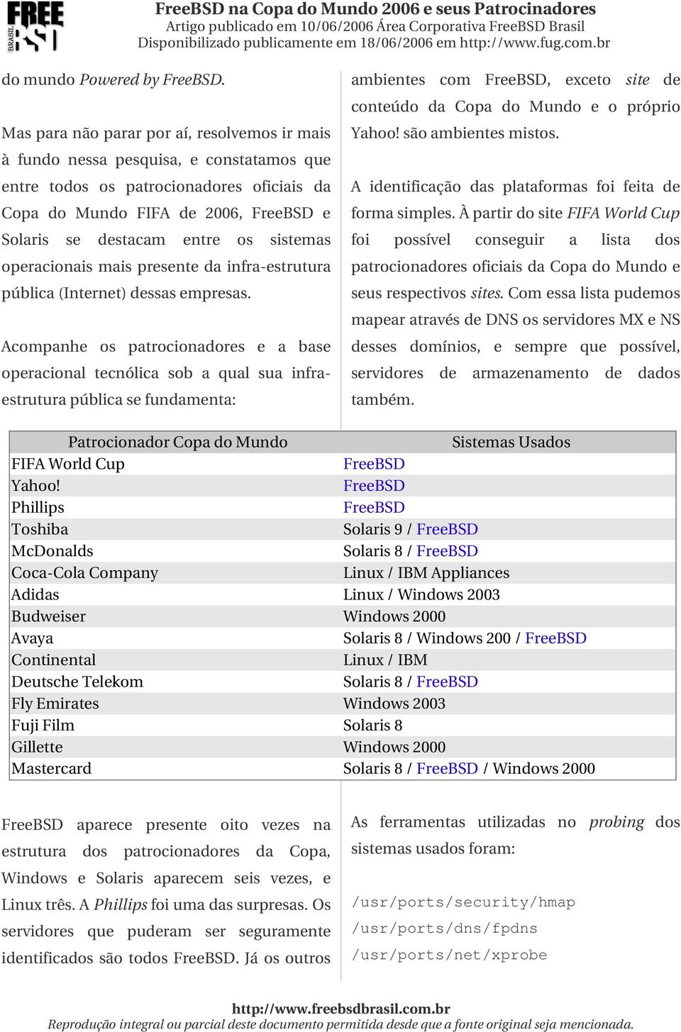 operacionais mais presente da infra estrutura pública (Internet) dessas empresas.