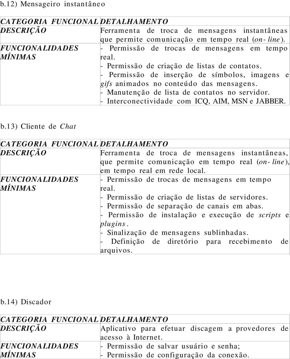 - Interconectividade com ICQ, AIM, MSN e JABBER. b.13) Cliente de Chat Ferramenta de troca de mensagens instantâ neas, que permite comunicação em tempo real (on- line), em tempo real em rede local.