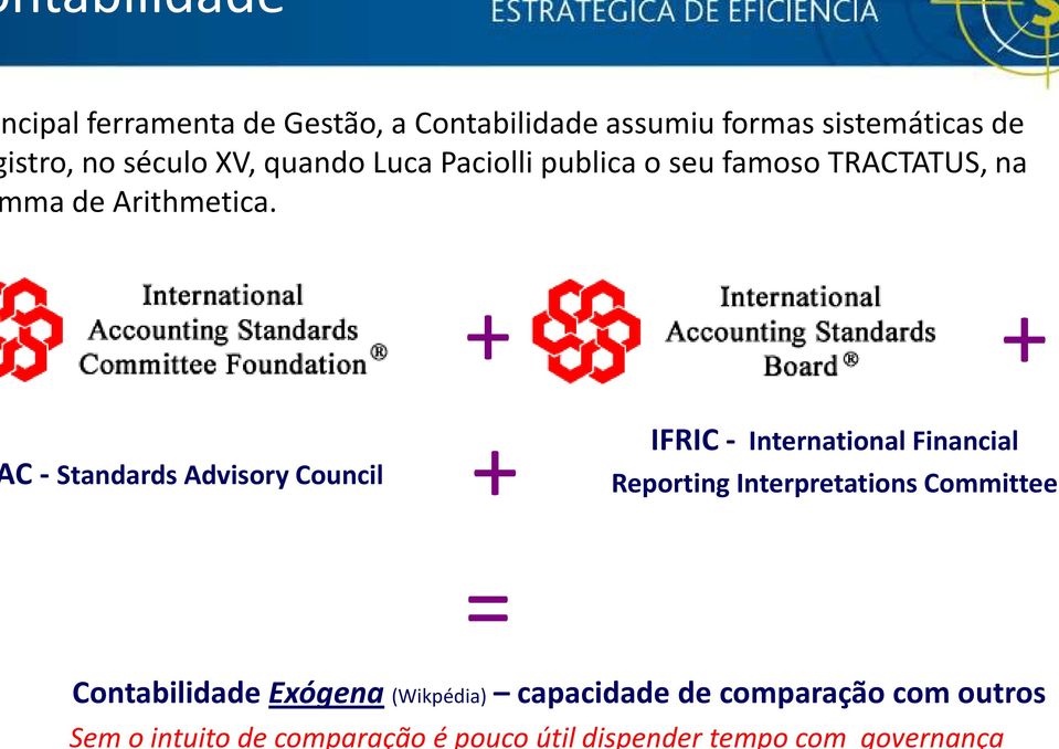 C - Standards Advisory Council + + = IFRIC - International Financial + Reporting Interpretations Committee