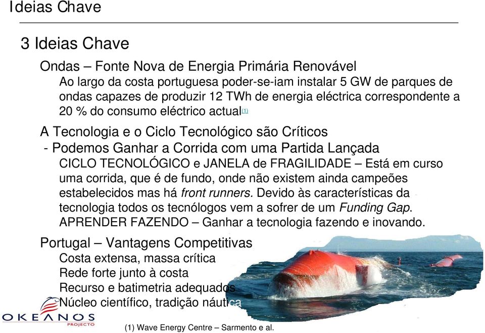 em curso uma corrida, que é de fundo, onde não existem ainda campeões estabelecidos mas há front runners. Devido às características da tecnologia todos os tecnólogos vem a sofrer de um Funding Gap.