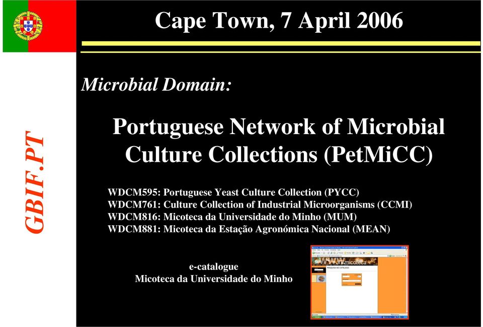 Industrial Microorganisms (CCMI) WDCM816: Micoteca da Universidade do Minho (MUM)