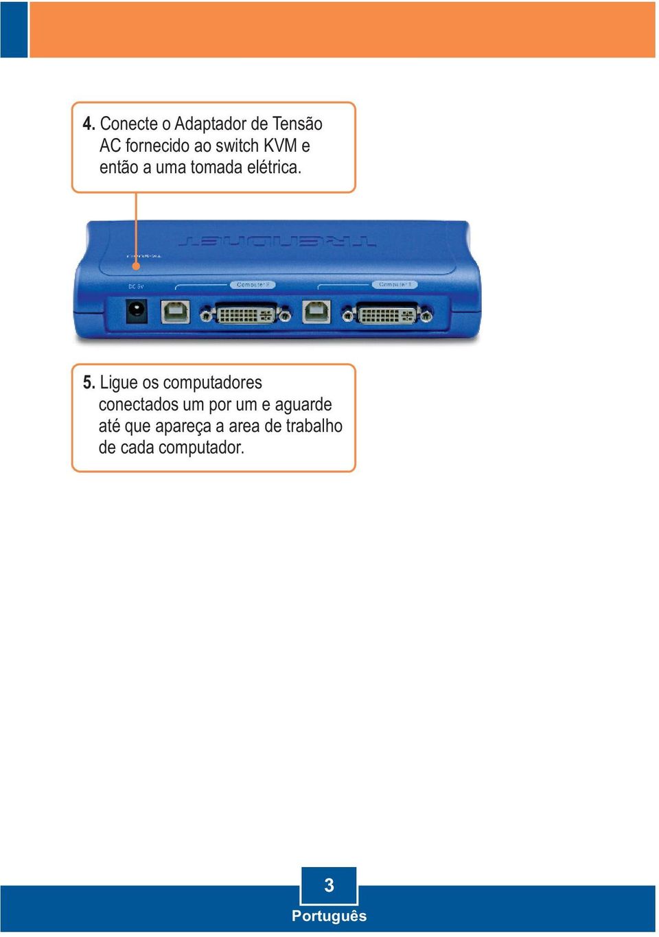 Ligue os computadores conectados um por um e aguarde