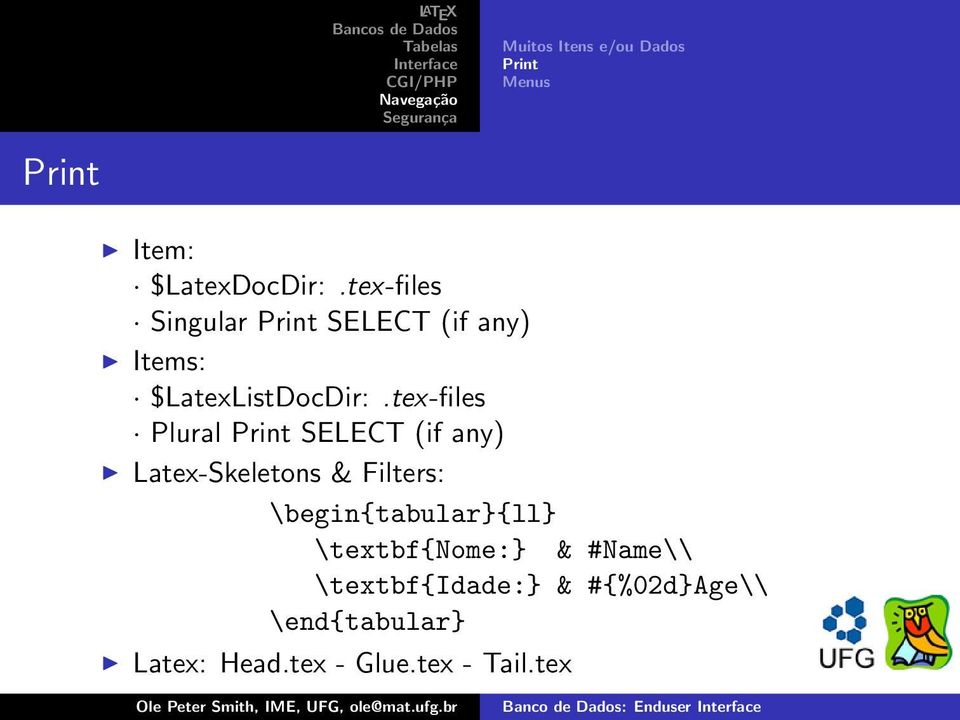 tex-files Plural Print SELECT (if any) Latex-Skeletons & Filters:
