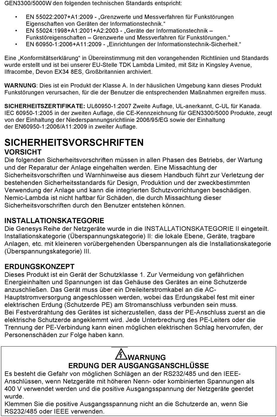 EN 60950-1:2006+A11:2009 - Einrichtungen der Informationstechnik-Sicherheit.