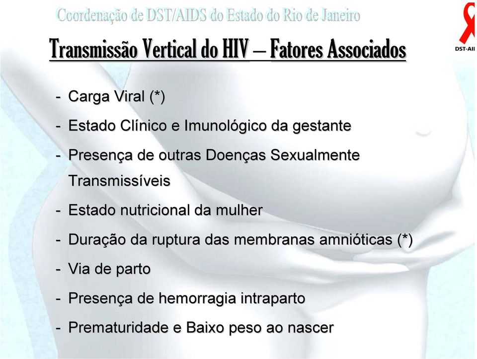 Estado nutricional da mulher - Duração da ruptura das membranas amnióticas (*) -